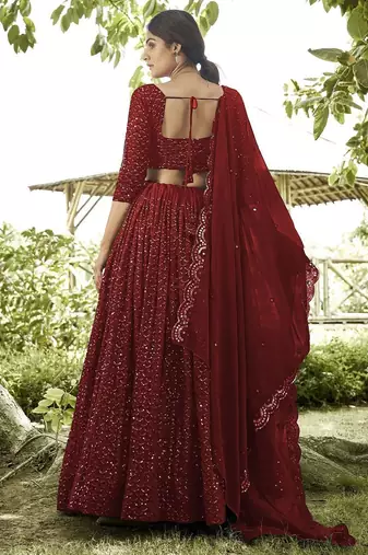 Embroidered Georgette Semi-Stitched Lehenga With Unstitched Blouse & Dupatta
