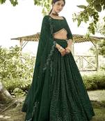 Embroidered Sequinned Semi-Stitched Lehenga & Unstitched Blouse With Dupatta