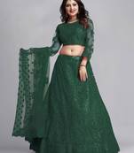 Embroidered Thread Work Semi-Stitched Lehenga & Unstitched Blouse With Dupatta