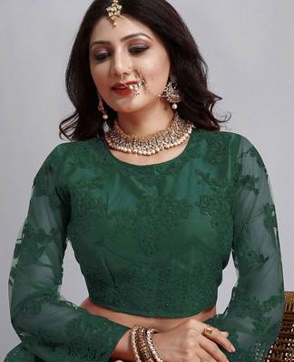 Embroidered Thread Work Semi-Stitched Lehenga & Unstitched Blouse With Dupatta 2