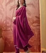 Embroidered round neck kurta & trousers kurta sets