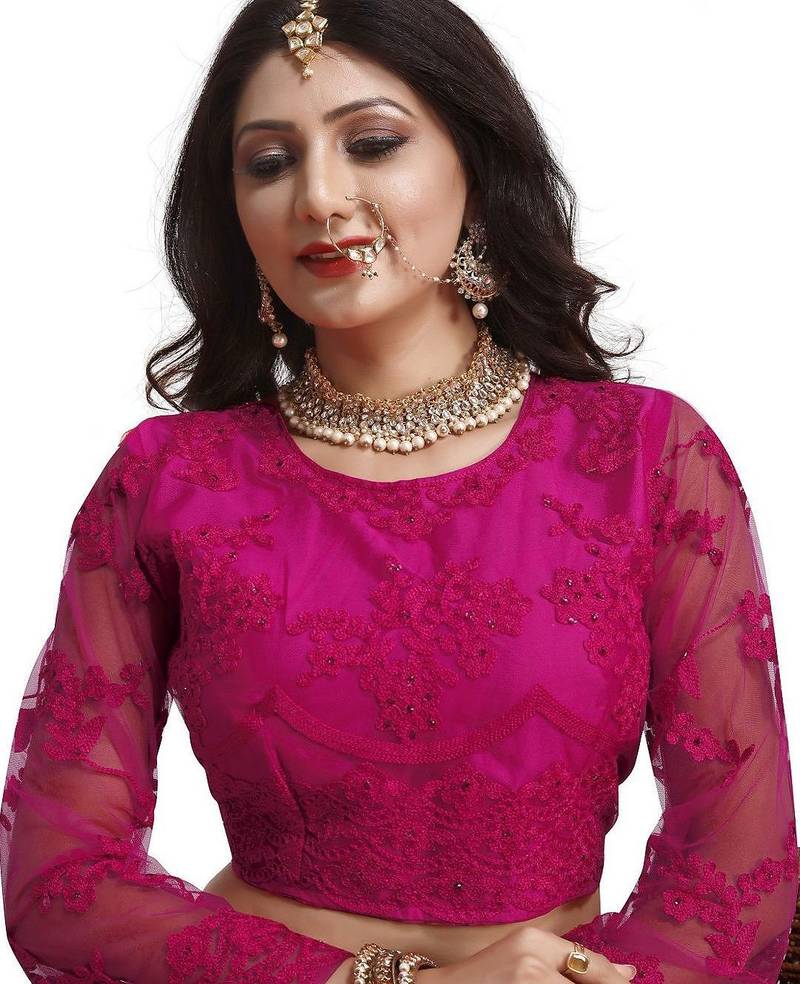 Embroidered Thread Work Semi-Stitched Lehenga & Unstitched Blouse With Dupatta