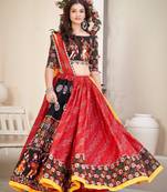 Embroidered Mirror Work Semi-Stitched Lehenga & Unstitched Blouse With Dupatta