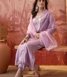 Embroidered  square neck kurta & trousers kurta sets