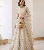 Beige Pure Soft Heavy BUTTERFLY Net Sequins Embroidery Work Bridal Lehenga Choli
