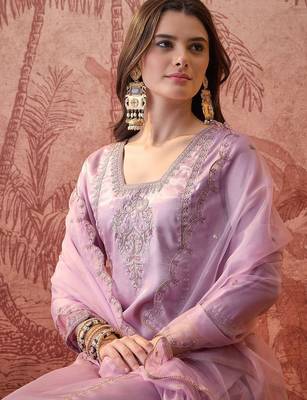Embroidered  square neck kurta & trousers kurta sets 2
