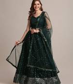 Embroidered Sequinned Semi-Stitched Lehenga & Unstitched Blouse With Dupatta