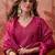 Women lace embroidered v-neck kurta & trousers with dupatta