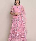 Embroidered Thread Work Semi-Stitched Lehenga & Unstitched Blouse With Dupatta