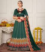 Embroidered Thread Work Semi-Stitched Lehenga & Unstitched Blouse With Dupatta