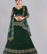 Embroidered Thread Work Semi-Stitched Lehenga & Unstitched Blouse With Dupatta