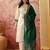 Embroidered v-neck kurta & trousers with dupatta