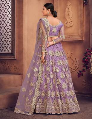Embroidered Thread Work Semi-Stitched Lehenga & Unstitched Blouse With Dupatta 4