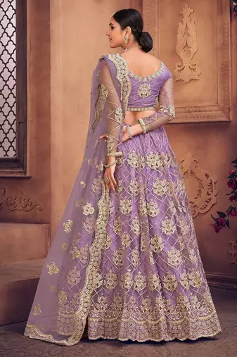 Embroidered Thread Work Semi-Stitched Lehenga & Unstitched Blouse With Dupatta