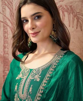 Embroidered round neck kurta & palazzos kurta set 2