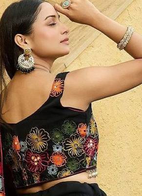 Embroidered Thread Work Semi-Stitched Lehenga & Unstitched Blouse With Dupatta 4