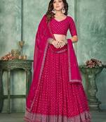 Embroidered Thread Work Semi-Stitched Lehenga & Unstitched Blouse With Dupatta