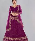 Embroidered Thread Work Semi-Stitched Lehenga & Unstitched Blouse With Dupatta