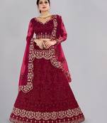 Embroidered Thread Work Semi-Stitched Lehenga & Unstitched Blouse With Dupatta