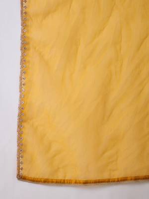 Embroidered v-neck kurta trousers & dupatta 5