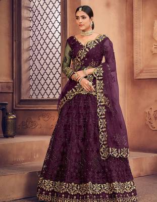 Embroidered Thread Work Semi-Stitched Lehenga & Unstitched 1