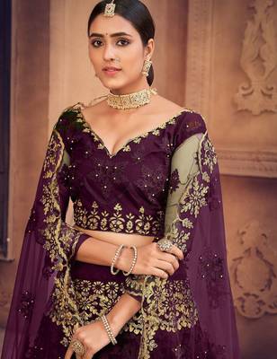 Embroidered Thread Work Semi-Stitched Lehenga & Unstitched 2