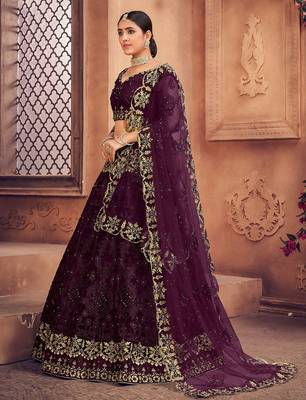 Embroidered Thread Work Semi-Stitched Lehenga & Unstitched 3