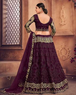 Embroidered Thread Work Semi-Stitched Lehenga & Unstitched 4