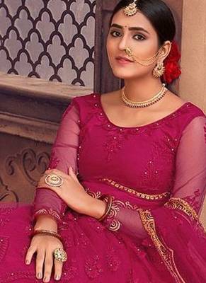 Embroidered Thread Work Semi-Stitched Lehenga & Unstitched Blouse With Dupatta 3