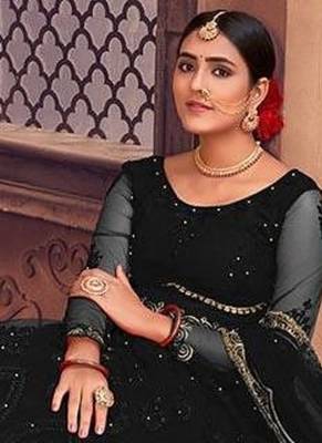 Embroidered Beads and Stones Semi-Stitched Lehenga & Unstitched Blouse With Dupatta 4
