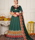 Embroidered Thread Work Semi-Stitched Lehenga & Unstitched Blouse With Dupatta