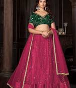 Embroidered Thread Work Semi-Stitched Lehenga & Unstitched Blouse With Dupatta