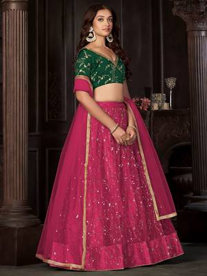 Embroidered Thread Work Semi-Stitched Lehenga & Unstitched Blouse With Dupatta 3