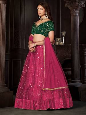 Embroidered Thread Work Semi-Stitched Lehenga & Unstitched Blouse With Dupatta 4