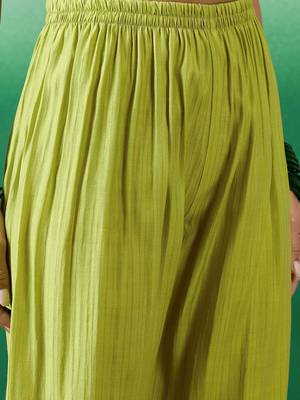 Embroidered straight kurta with palazzo & dupatta set 3
