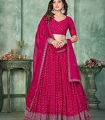 Embroidered Thread Work Semi-Stitched Lehenga & Unstitched Blouse With Dupatta