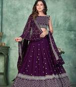 Embroidered Thread Work Semi-Stitched Lehenga & Unstitched Blouse With Dupatta