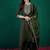 Sequin embroidered round neck straight kurta with trousers & dupatta