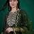 Sequin embroidered round neck straight kurta with trousers & dupatta