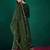 Sequin embroidered round neck straight kurta with trousers & dupatta