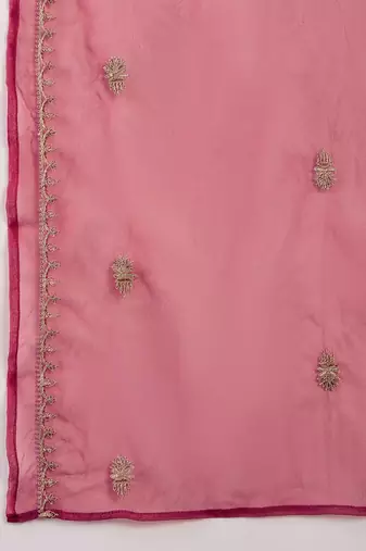 Women embroidered a-line kurta trousers & dupatta