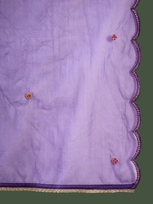 Women embroidered a-line kurta trousers & dupatta 4