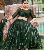 Embroidered Thread Work Semi-Stitched Lehenga & Unstitched Blouse With Dupatta
