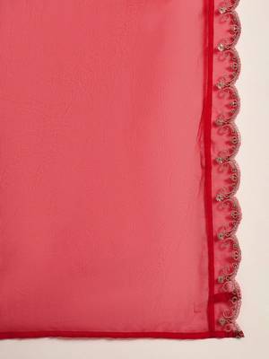 Floral embroidered pure cotton straight kurta with trouser & dupatta 4