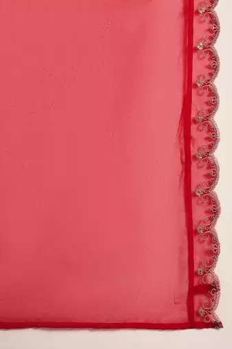 Floral embroidered pure cotton straight kurta with trouser & dupatta