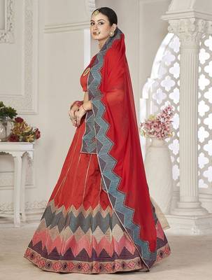 Embroidered Semi-Stitched Lehenga & Unstitched Blouse With Dupatta 4