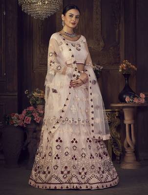 Embroidered Thread Work Semi-Stitched Lehenga & Unstitched Blouse With Dupatta 3