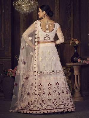Embroidered Thread Work Semi-Stitched Lehenga & Unstitched Blouse With Dupatta 4