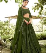 Embroidered Sequinned Semi-Stitched Lehenga & Unstitched Blouse With Dupatta