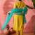 Floral embroidered thread work straight kurta with trouser & dupatta